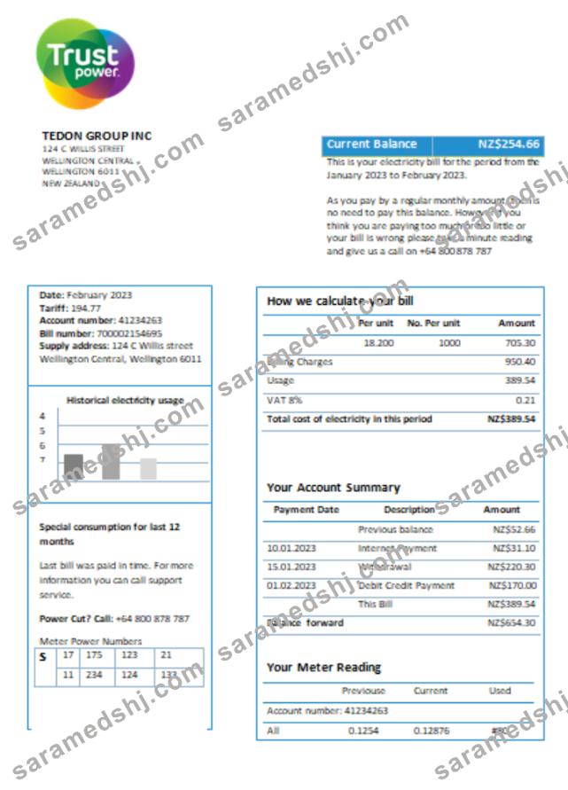 Trustpower utility business bill SCR
